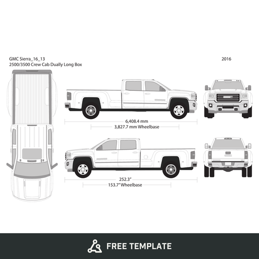 2016 GMC Sierra 2500-3500 HD free vector vehicle wrap template - GravBase
