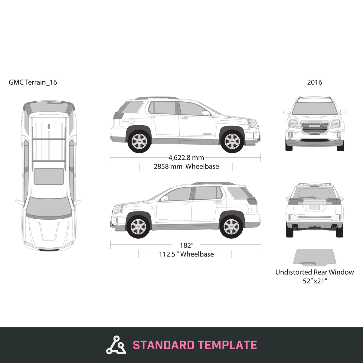 2016 GMC Terrain vector wrap template, Design-Ready PDF - GravBase
