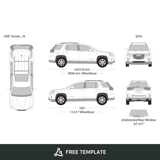 2016 GMC Terrain free vector vehicle wrap template - GravBase
