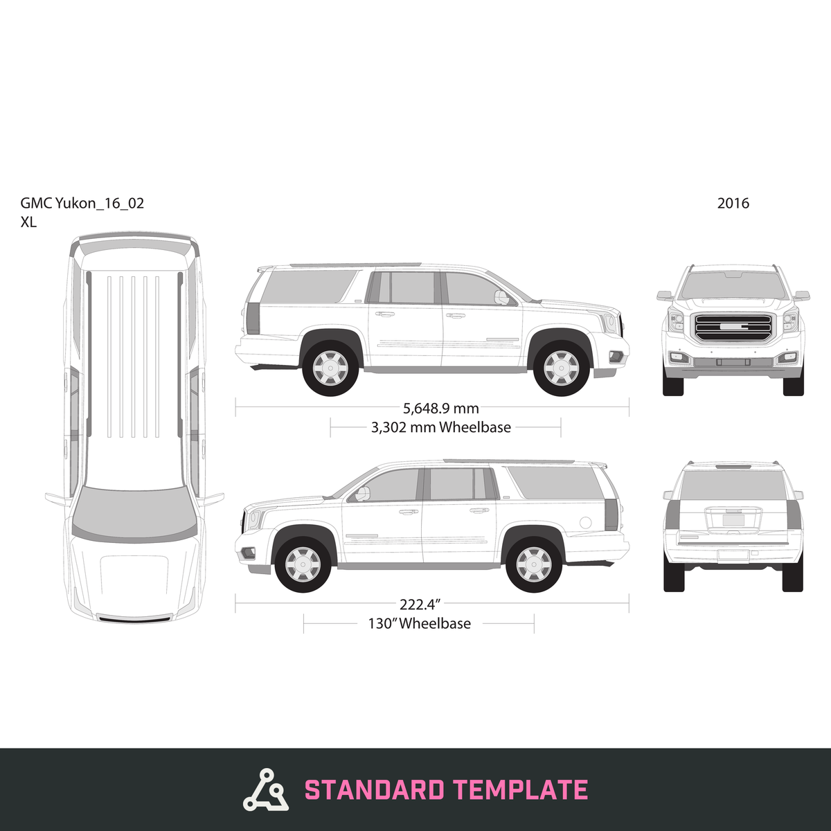 2016 GMC Yukon vector wrap template V02, Design-Ready PDF - GravBase