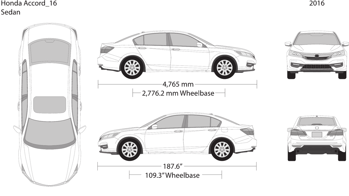 2016 Honda Accord Sedan vector wrap template, Design-Ready PDF - GravBase