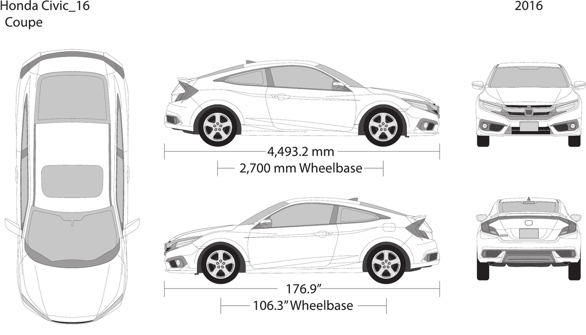 2016 Honda Civic Coupe vector wrap template, Design-Ready PDF - GravBase