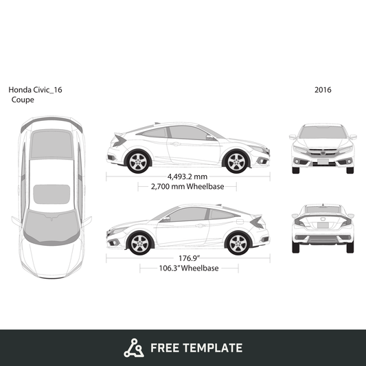 2016 Honda Civic Coupe free vector vehicle wrap template - GravBase
