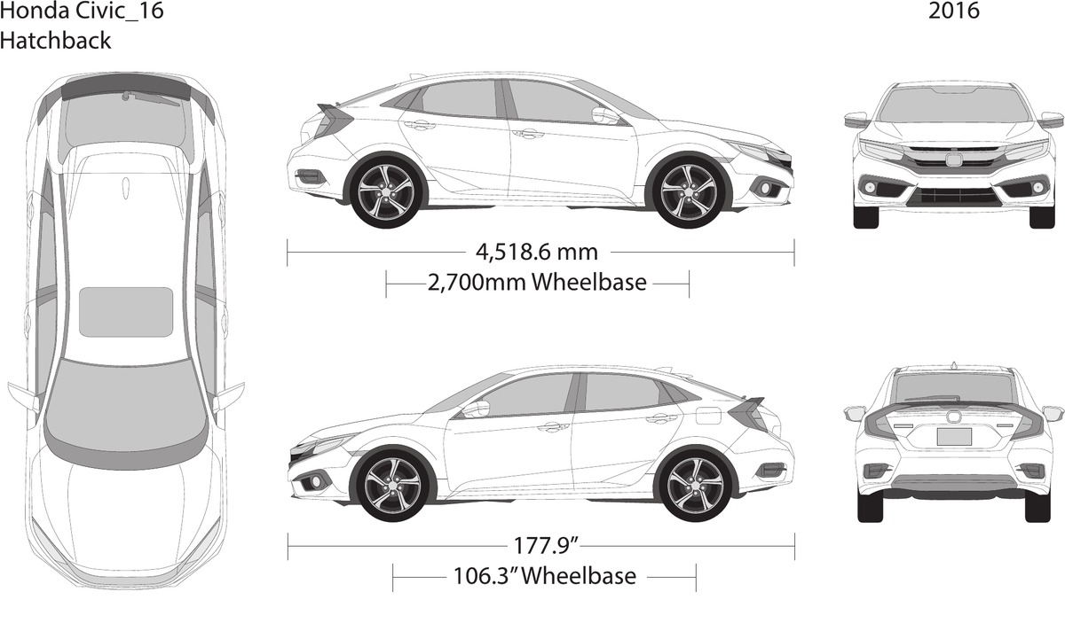 2016 Honda Civic Hatchback vector wrap template, Design-Ready PDF - GravBase