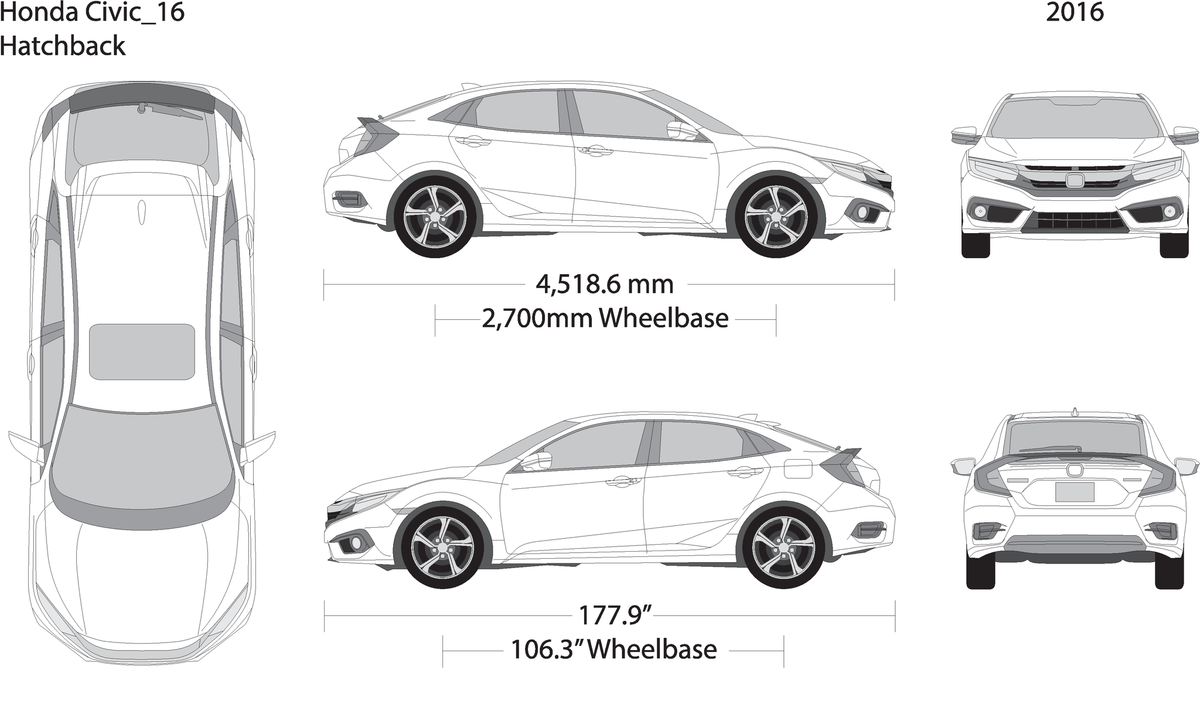 2016 Honda Civic Hatchback V16 Vehicle Wrap Template