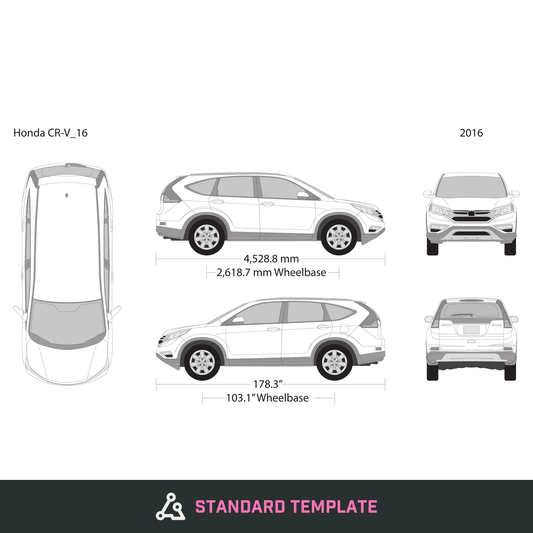 2016 Honda CR-V vector wrap template, Design-Ready PDF - GravBase