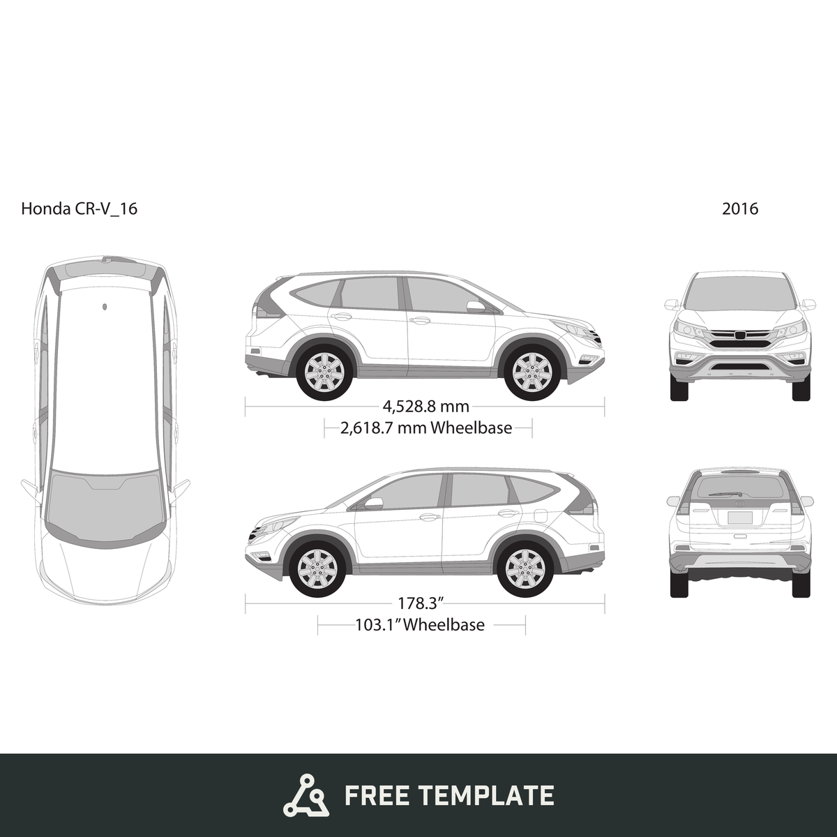 2016 Honda CR-V free vector vehicle wrap template - GravBase