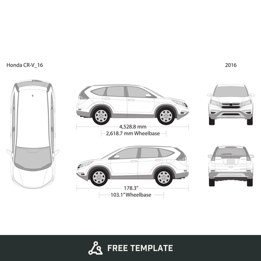 2016 Honda CR-V free vector vehicle wrap template - GravBase