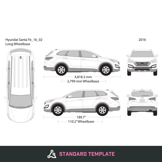 2016 Hyundai Santa Fe vector wrap template V02, Design-Ready PDF - GravBase