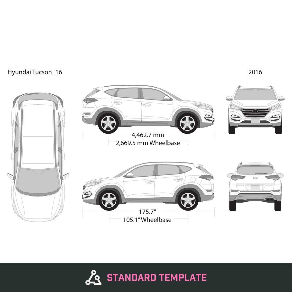 2016 Hyundai Tucson vector wrap template, Design-Ready PDF - GravBase