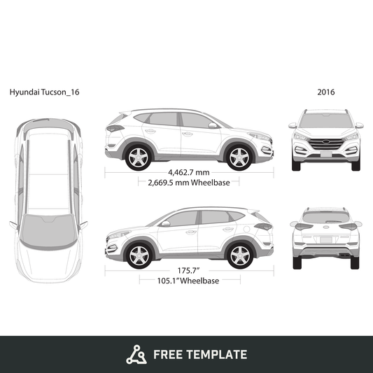 2016 Hyundai Tucson free vector vehicle wrap template - GravBase