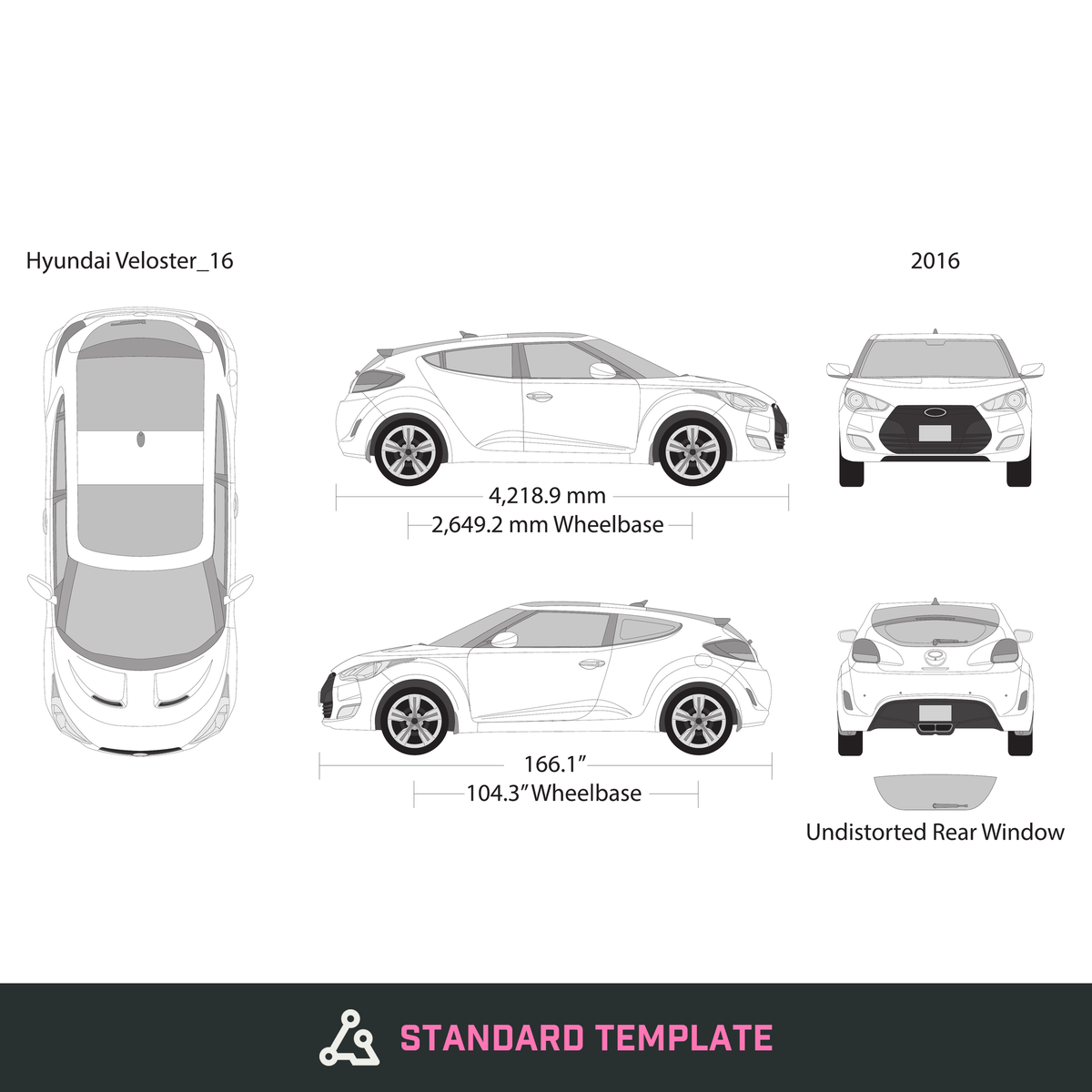 2016 Hyundai Veloster vector wrap template, Design-Ready PDF - GravBase
