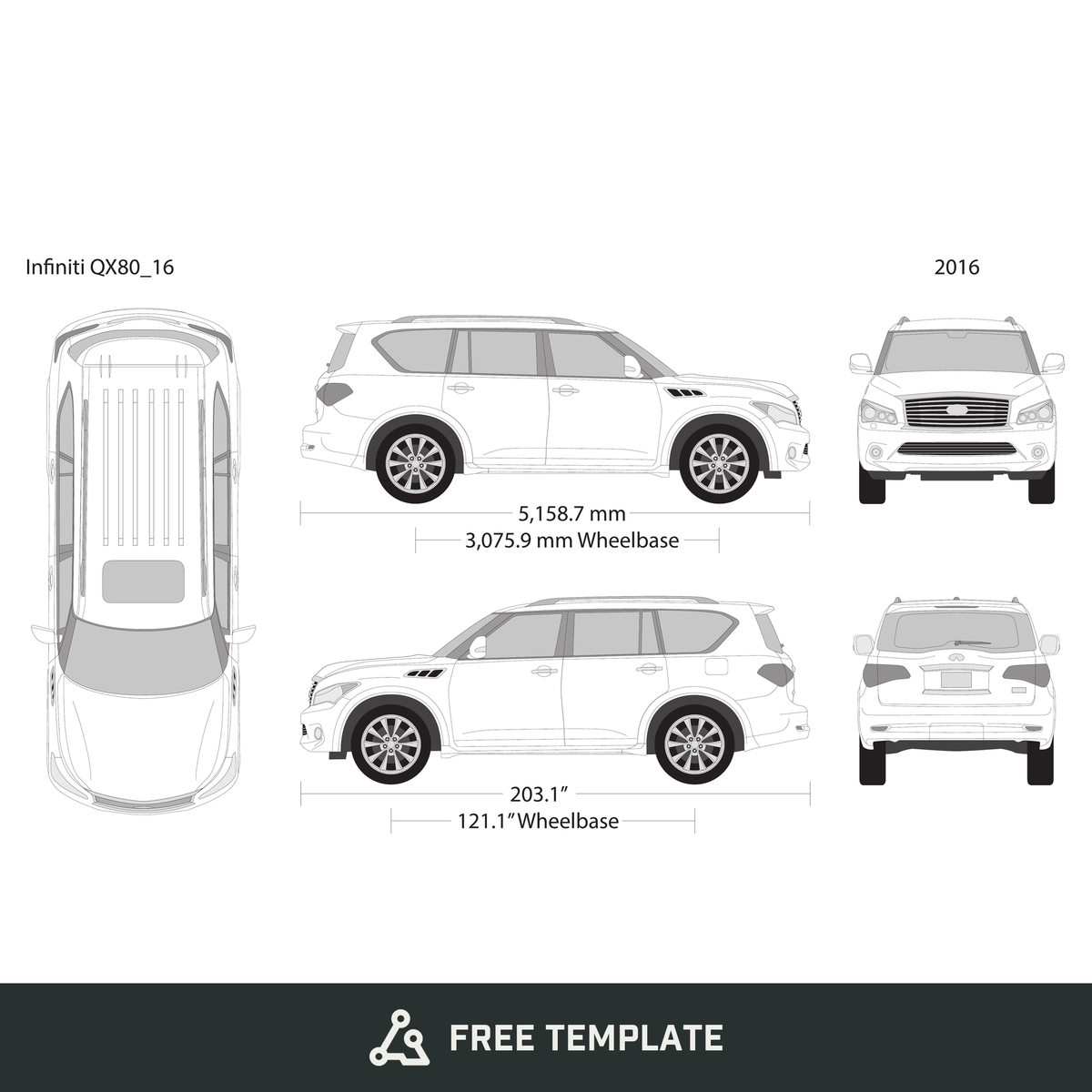 2016 Infiniti QX80 free vector vehicle wrap template - GravBase