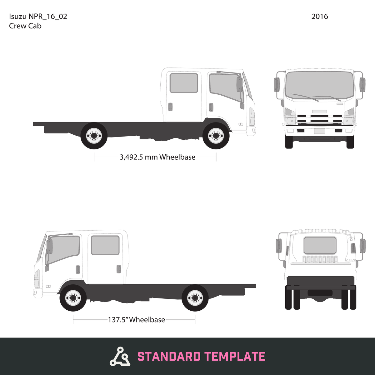 2016 Isuzu NPR vector wrap template V02, Design-Ready PDF - GravBase