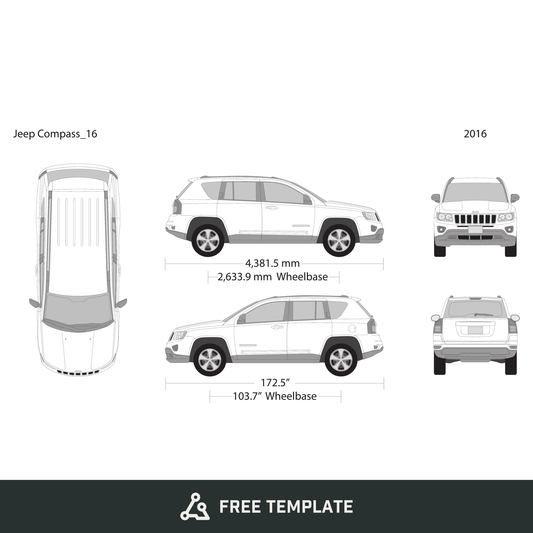 2016 Jeep Compass free vector vehicle wrap template - GravBase