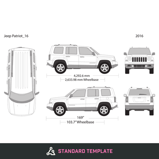 2016 Jeep Patriot vector wrap template, Design-Ready PDF - GravBase