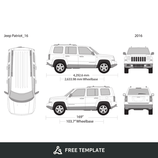 2016 Jeep Patriot free vector vehicle wrap template - GravBase