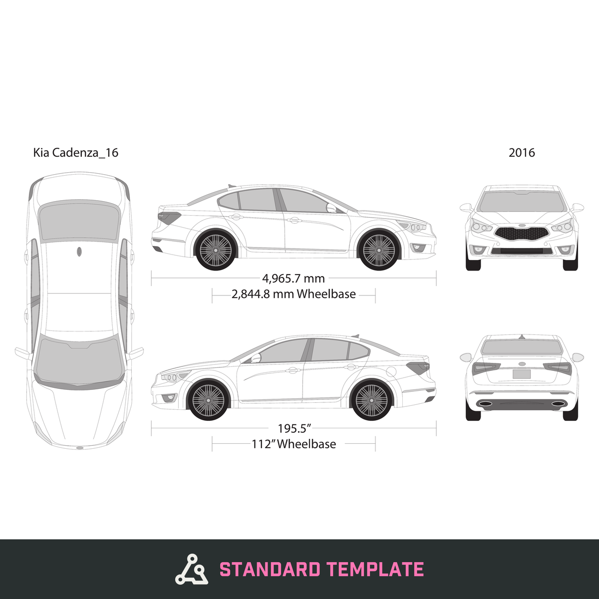 2016 Kia Cadenza vector wrap template, Design-Ready PDF - GravBase