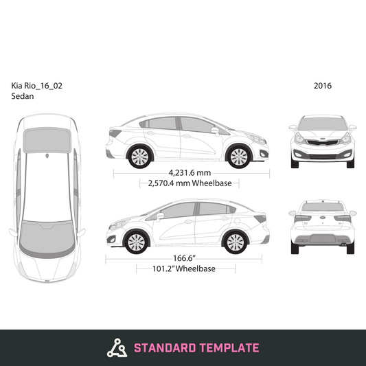 2016 Kia Rio vector wrap template, Design-Ready PDF - GravBase