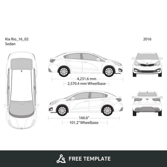 2016 Kia Rio free vector vehicle wrap template - GravBase