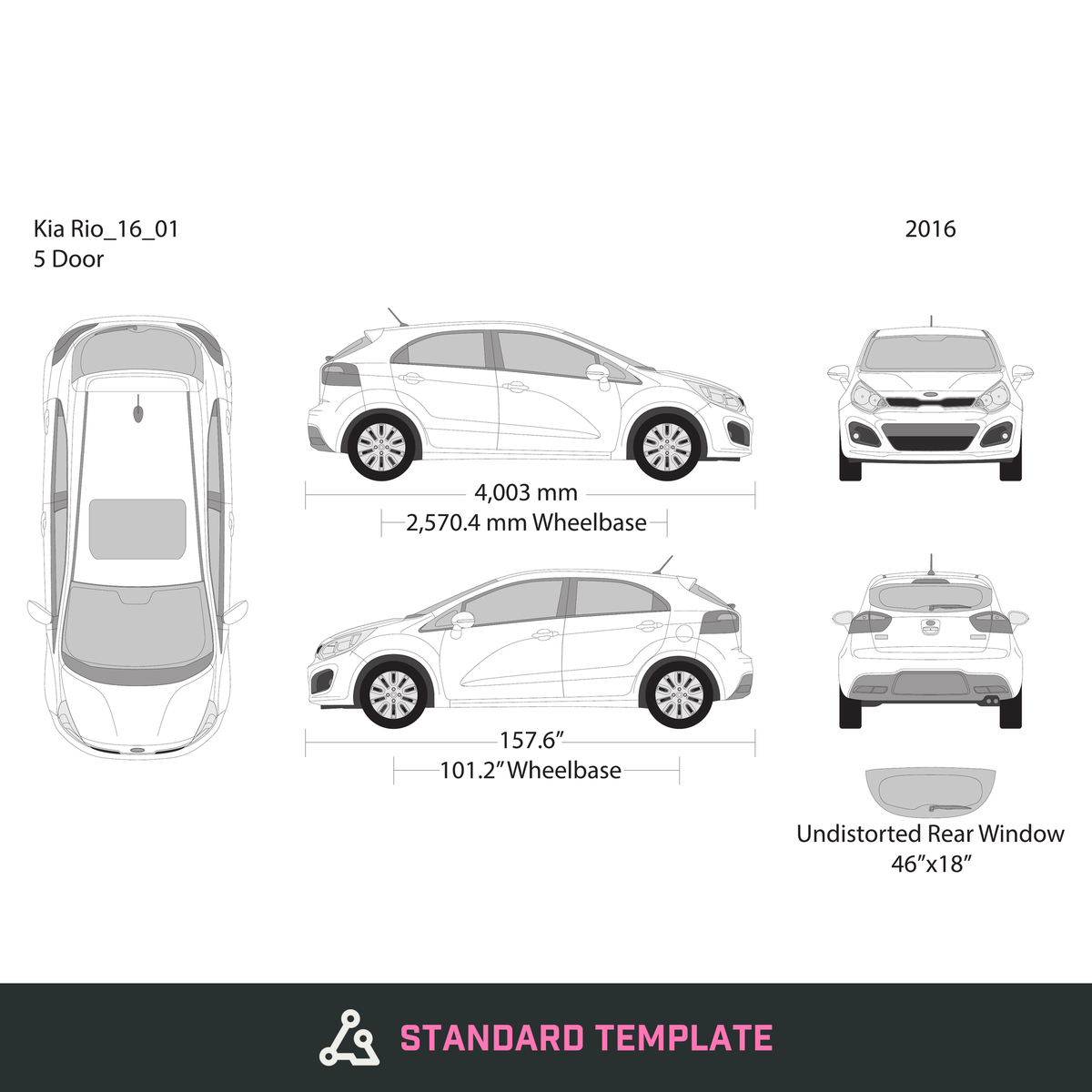 2016 Kia Rio5 vector wrap template, Design-Ready PDF - GravBase