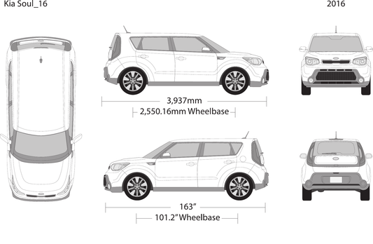 2016 Kia Soul Vector Wrap Template - GravBase