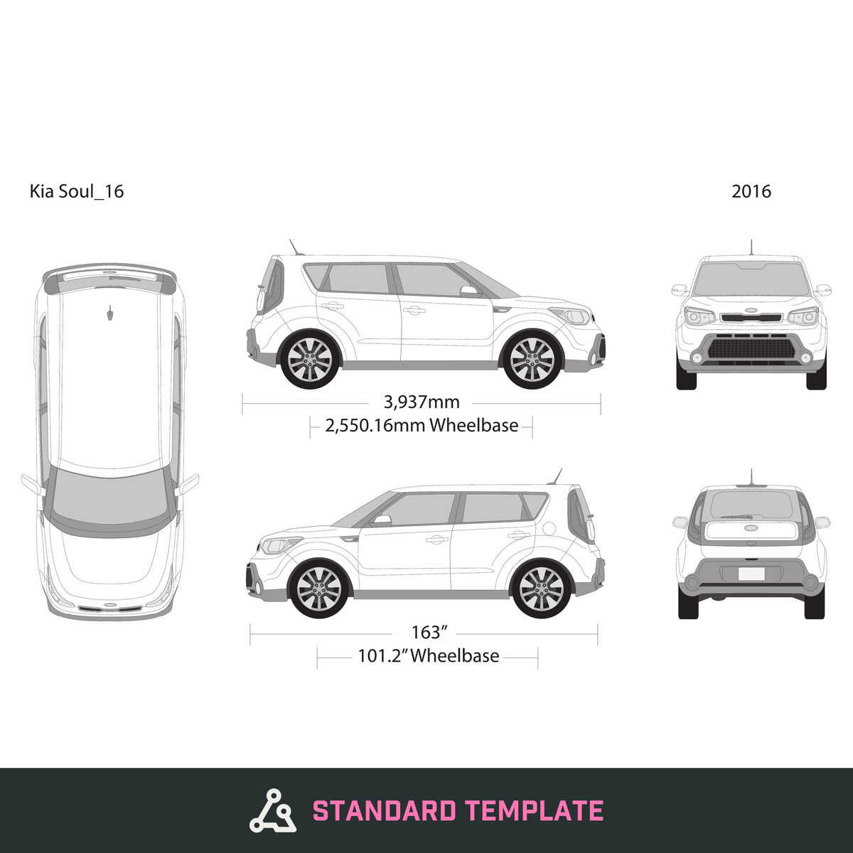 2016 Kia Soul vector wrap template, Design-Ready PDF - GravBase