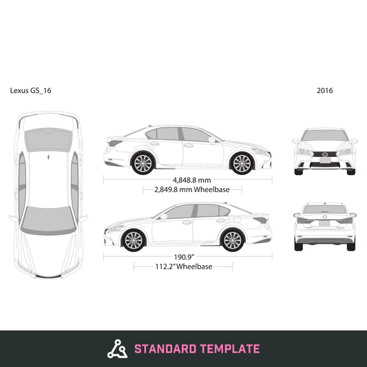 2016 Lexus GS vector wrap template, Design-Ready PDF - GravBase