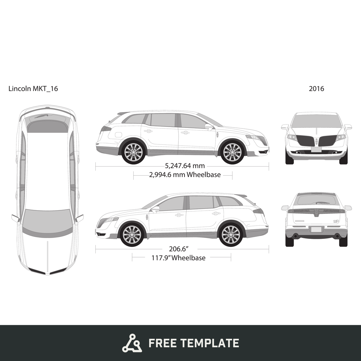 2016 Lincoln MKT free vector vehicle wrap template - GravBase