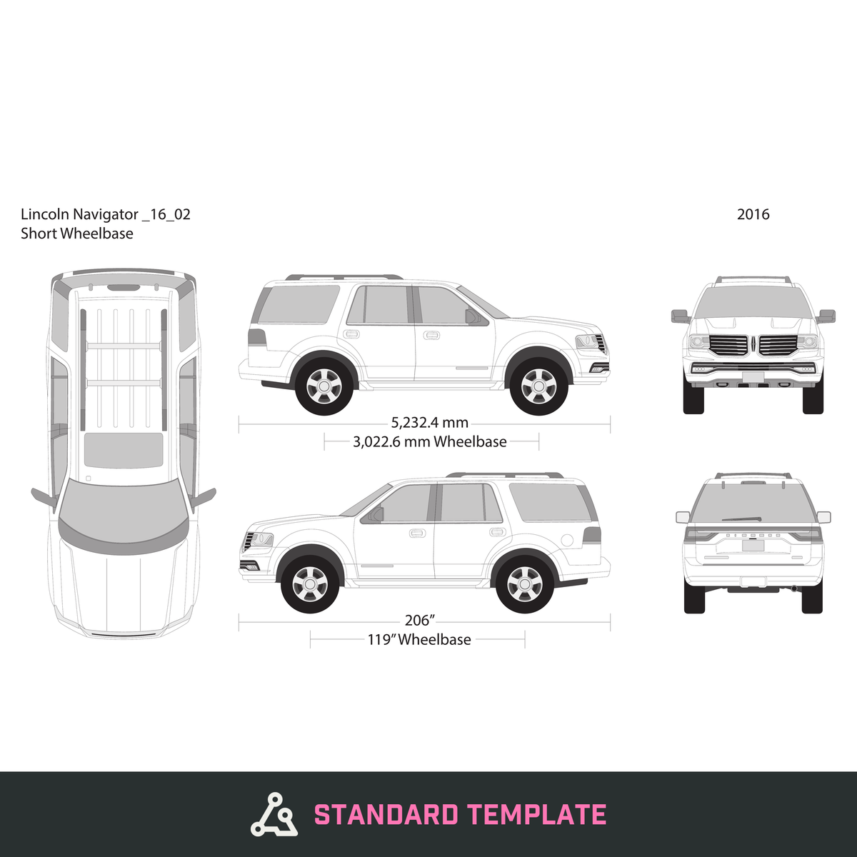 2016 Lincoln Navigator vector wrap template V02, Design-Ready PDF - GravBase