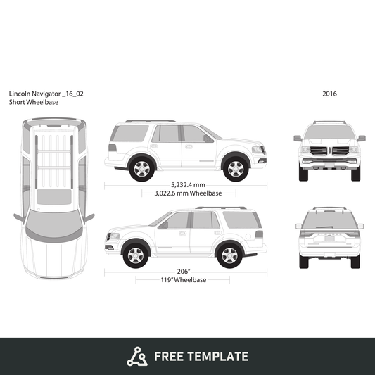 2016 Lincoln Navigator free vector vehicle wrap template - GravBase