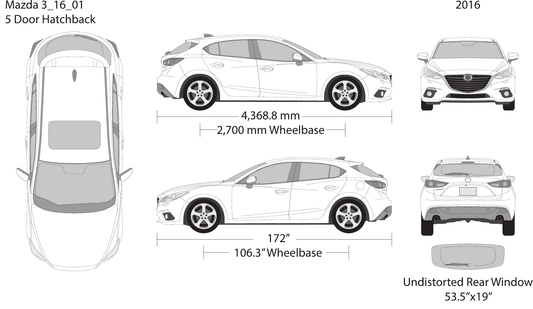 2016 Mazda 3 Hatchback vector wrap template, Design-Ready PDF - GravBase