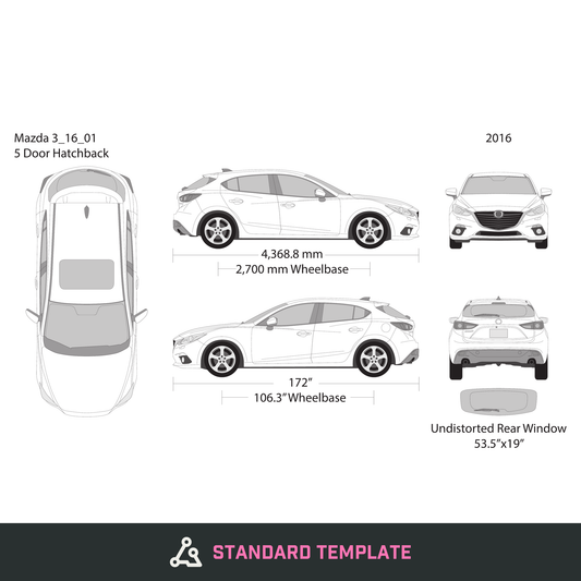 2016 Mazda 3 Hatchback vector wrap template, Design-Ready PDF - GravBase