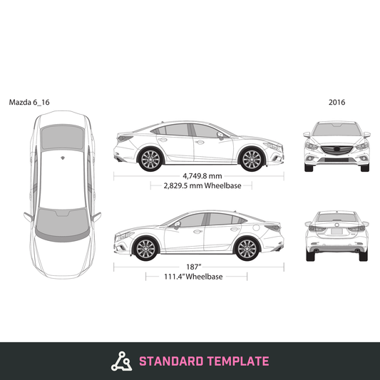 2016 Mazda 6 vector wrap template, Design-Ready PDF - GravBase