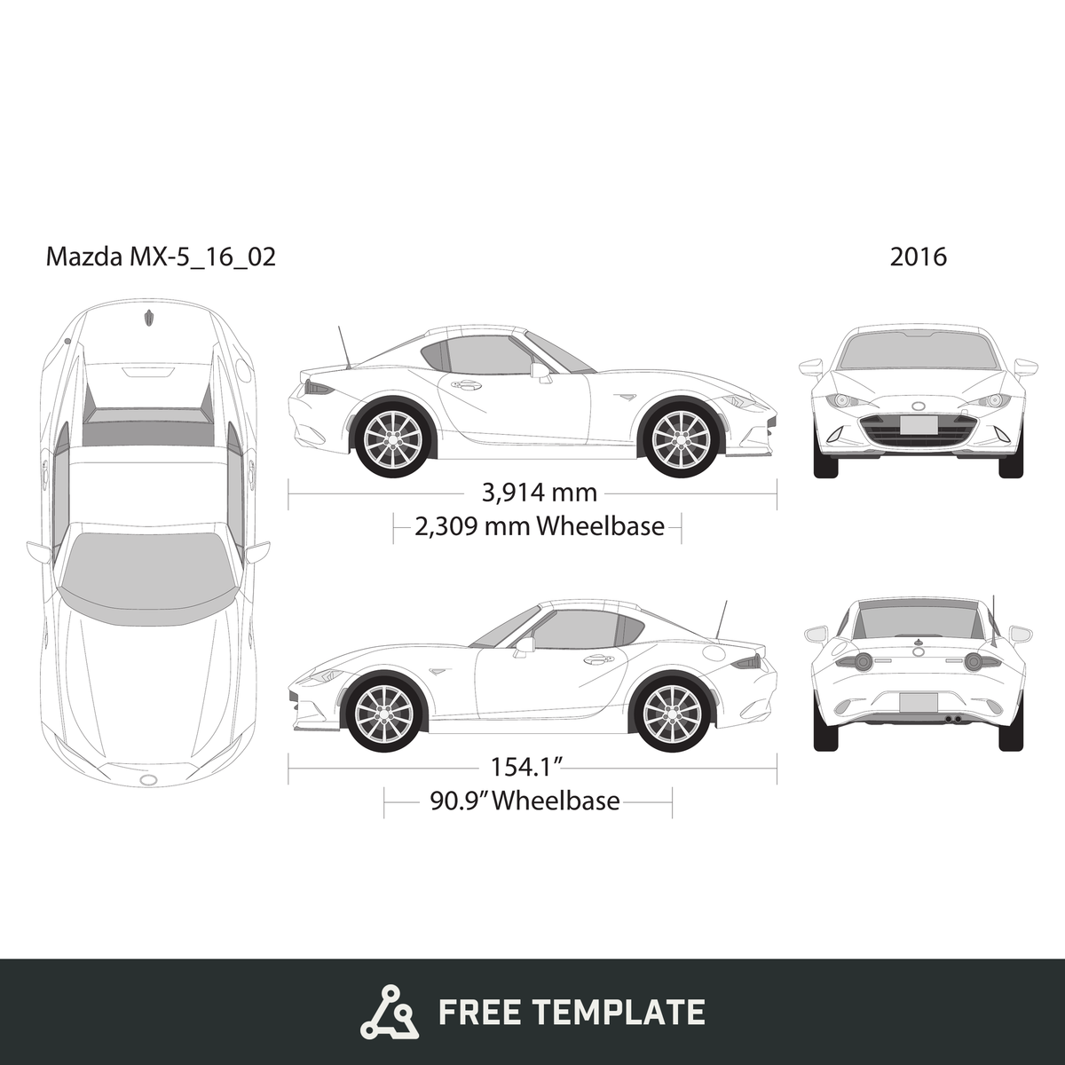 2016 Mazda MX-5 free vector vehicle wrap template - GravBase