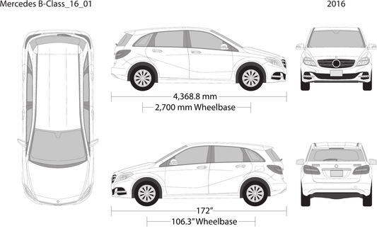 2016 Mercedes B-Class Vector Wrap Template - GravBase