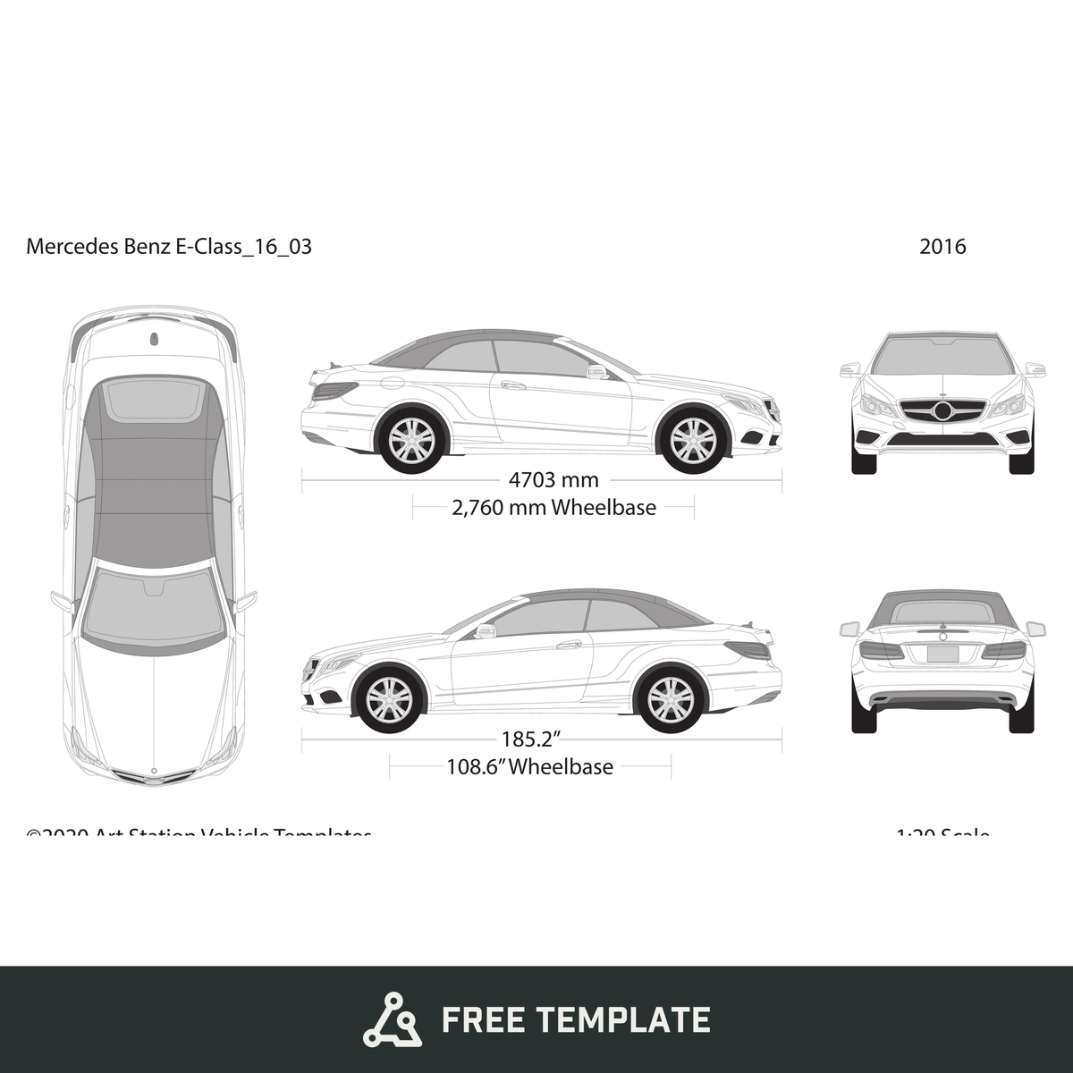 2016 Mercedes E-Class free vector vehicle wrap template - GravBase