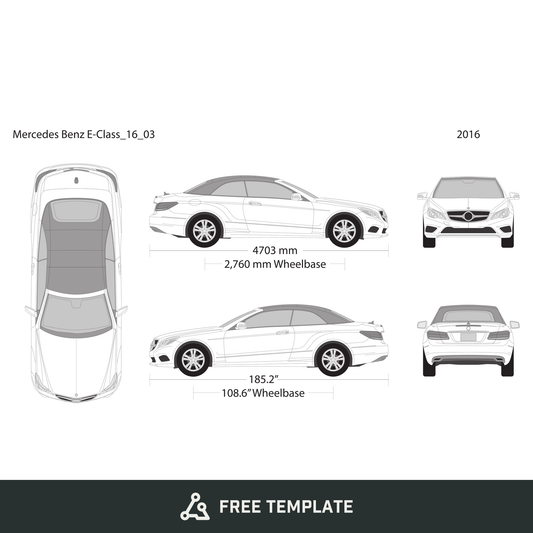 2016 Mercedes E-Class free vector vehicle wrap template - GravBase