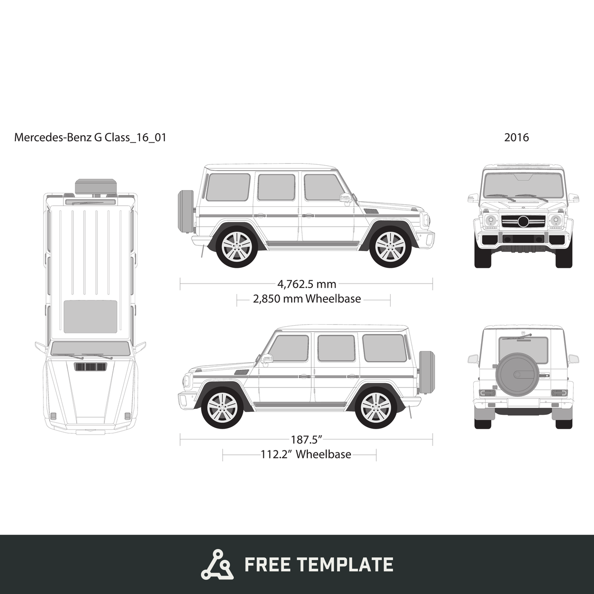 2016 Mercedes G Class free vector vehicle wrap template - GravBase