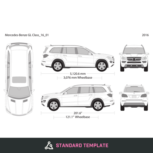 2016 Mercedes Gl-Class vector wrap template, Design-Ready PDF - GravBase