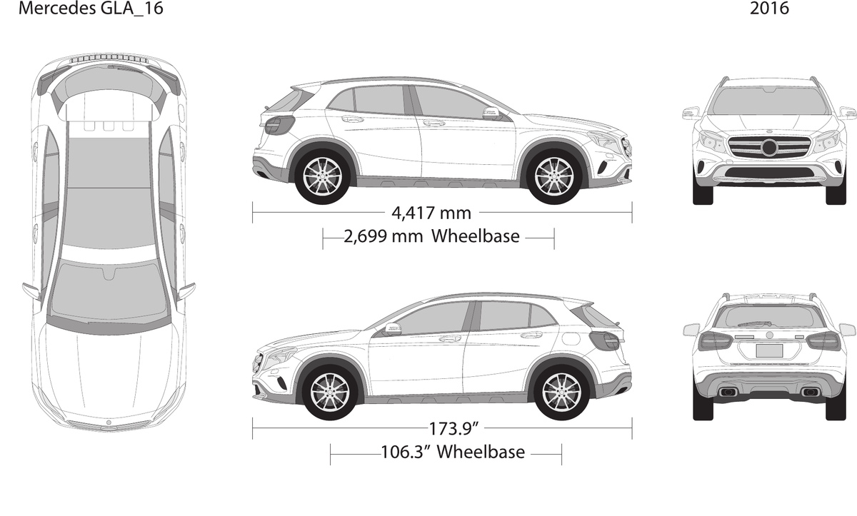 2016 Mercedes GLA vector wrap template, Design-Ready PDF - GravBase
