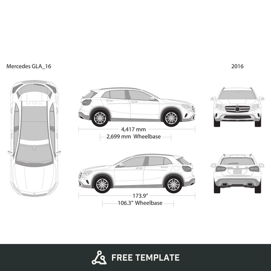2016 Mercedes GLA free vector vehicle wrap template - GravBase