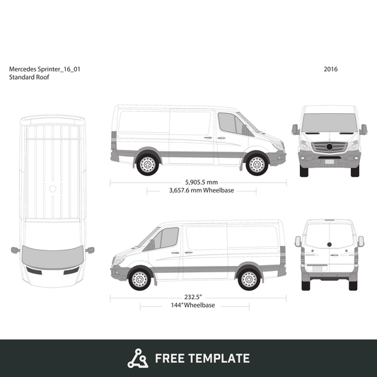 2016 Mercedes Sprinter free vector vehicle wrap template - GravBase
