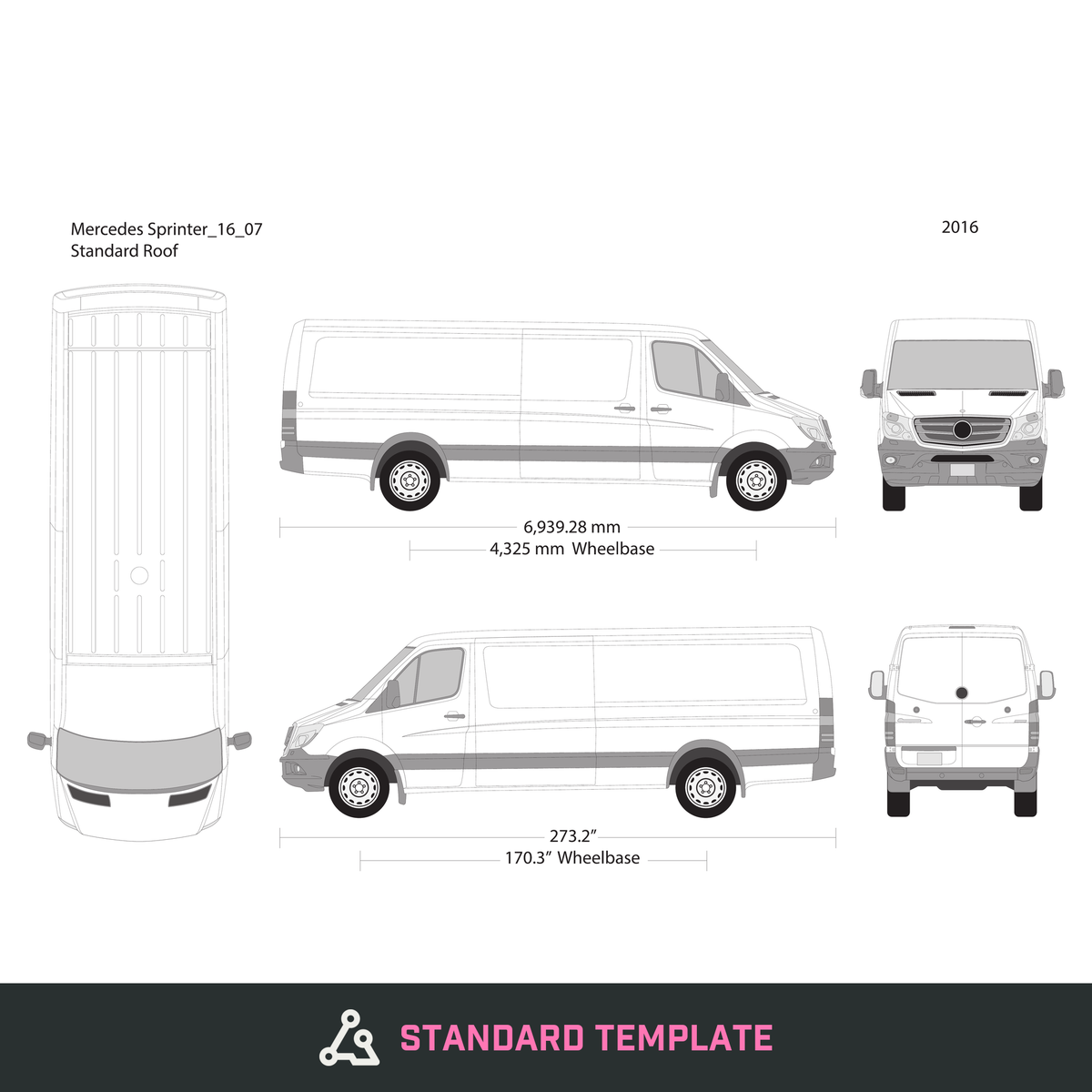 2016 Mercedes Sprinter vector wrap template V07, Design-Ready PDF - GravBase