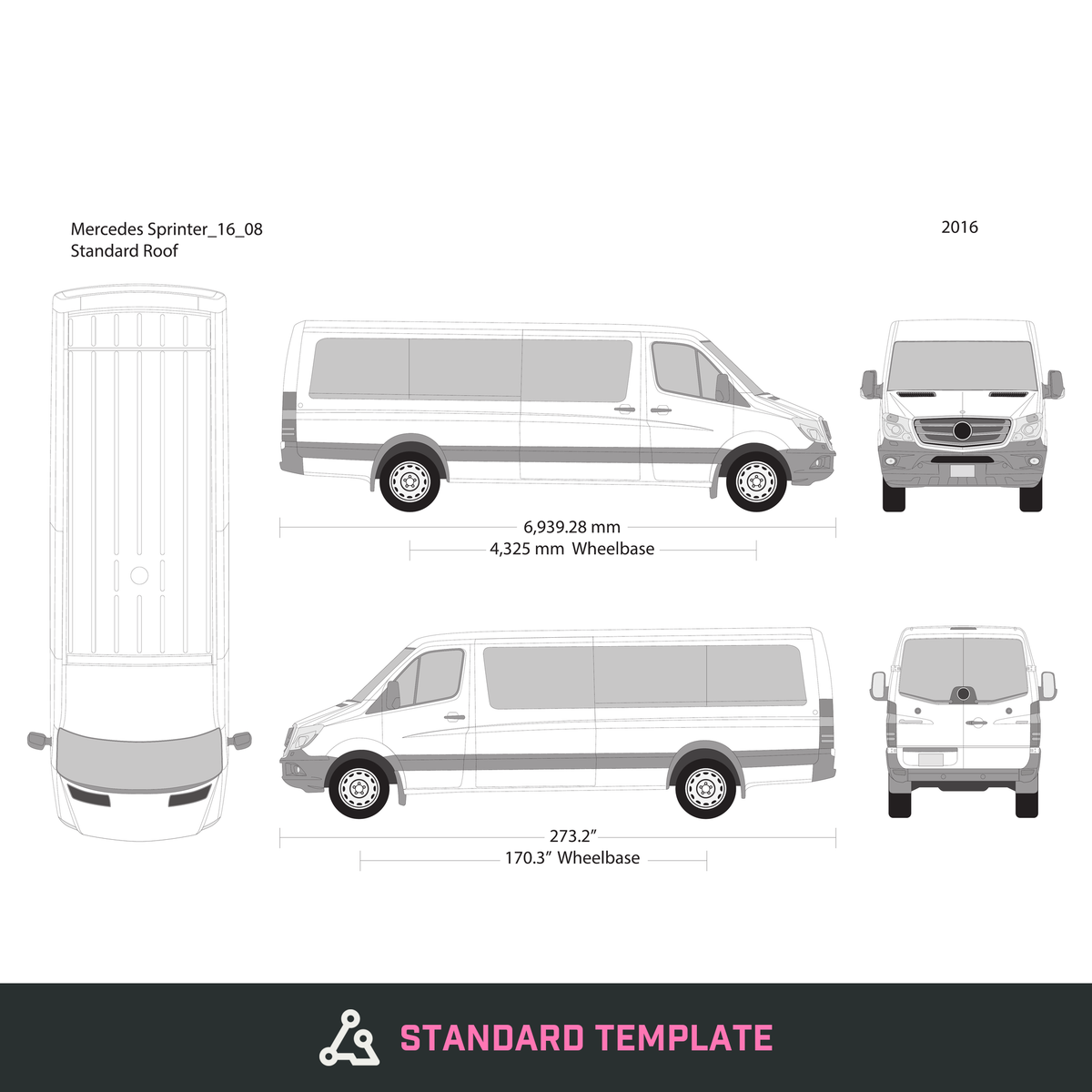 2016 Mercedes Sprinter vector wrap template V08, Design-Ready PDF - GravBase