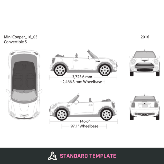 2016 Mini Cooper Mini Convertible vector wrap template, Design-Ready PDF - GravBase