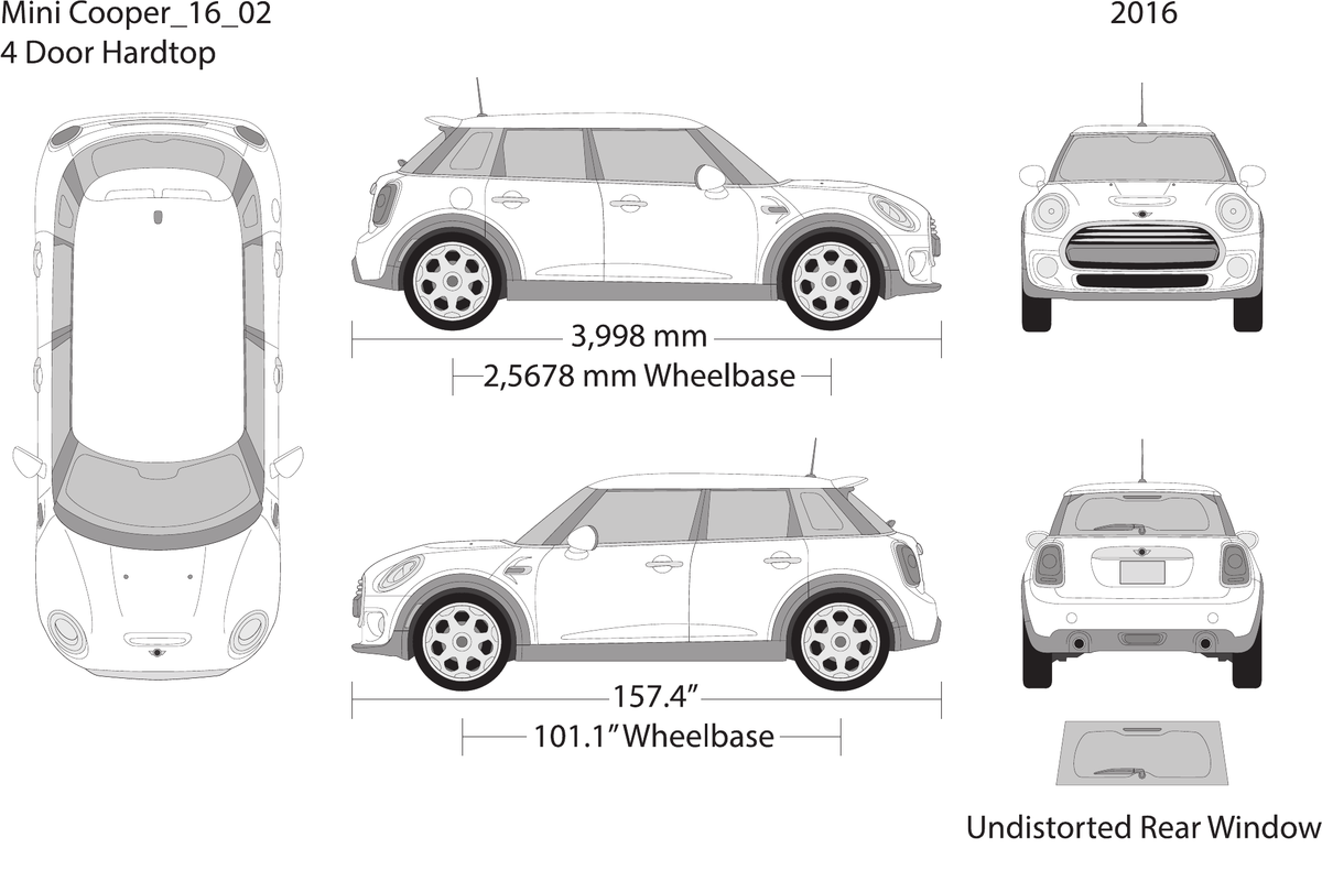 2016 Mini Cooper Mini Hardtop Vector Wrap Template - GravBase