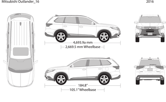 2016 Mitsubishi Outlander vector wrap template, Design-Ready PDF - GravBase