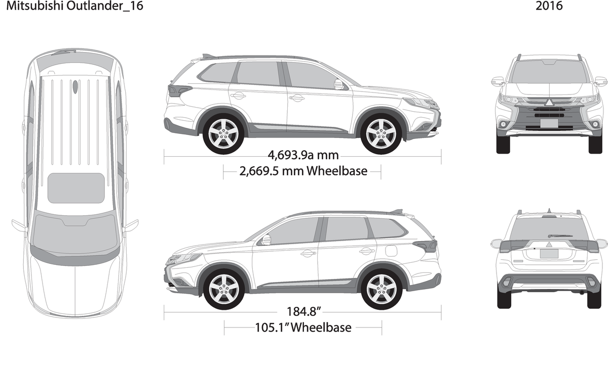 2016 Mitsubishi Outlander V16 Vehicle Wrap Template