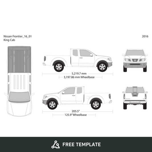 2016 Nissan Frontier front view free vector vehicle wrap template - GravBase